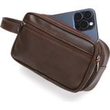 Erkek Bileklik Kemerli Portföy Clutch Traş Kozmetik El Çantası NEW344 - Kahverengi