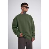 Erkek Bisikilet Yaka 3 İplik Pamuklu Sweatshirt - Haki