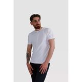 Erkek Bisiklet Yaka Basic Düz Pamuklu Slim Fit Tişört-Beyaz