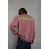 Erkek Bisiklet Yaka Baskılı 3 Iplik Pamuklu Sweatshirt - Gül Kurusu
