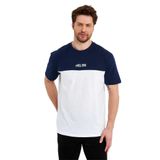 Erkek Bisiklet Yaka Blok Renkli Regular Fit Baskılı Tişört - Lacivert - XL