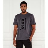 Erkek Bisiklet Yaka Boss Yazı Desen Kısa Kol Rahat Kesim Gri T-Shirt 50543905-027 - XL