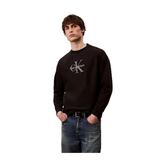 Erkek Bisiklet Yaka Büyük CK Desen Uzun Kol Pamuklu Regular Fit Siyah Sweatshirt LV04RD234G-UB1