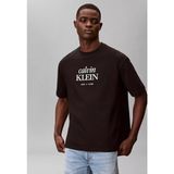Erkek Bisiklet Yaka Calvin Klein Yazı Desenli Kısa Kollu Siyah T-Shirt LV04RF818G-UB1 - XL