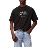 Erkek Bisiklet Yaka Calvin Klein Yazı Desenli Kısa Kollu Siyah T-Shirt LV04RF818G-UB1