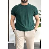 Erkek Bisiklet Yaka Desenli Tişört Yeşil Edw260 - XL