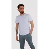 Erkek Bisiklet Yaka Düz Pamuklu Slim Fit Tişört 3068-Beyaz