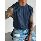 Erkek Bisiklet Yaka Etek Ve Kol Bitimi Dökümlü Süprem T-Shirt - Lacivert