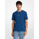 Erkek Bisiklet Yaka Kısa Kol Sırt Bölgesi Büyük Logo Pamuklu Mavi T-Shirt CR652VEFV4-RIVER BLUE