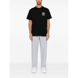 Erkek Bisiklet Yaka Kısa Kol Versace Yazı ve Desenli Siyah T-Shirt 78GAHE07CJ00E-899 - XL