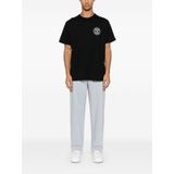 Erkek Bisiklet Yaka Kısa Kol Versace Yazı ve Desenli Siyah T-Shirt 78GAHE07CJ00E-899