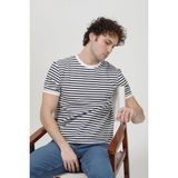 Erkek Bisiklet Yaka Kısa Kollu Çizgili T-Shirt Lacivert - 26Y 3005
