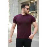 Erkek Bisiklet Yaka Kısa Kollu Tişört - Bordo - 2XL