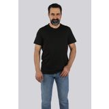 Erkek Bisiklet Yaka Kısa Kollu Tişört Siyah 3XL