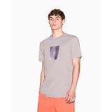 Erkek Bisiklet Yaka Logo Baskılı Pamuklu Kısa Kollu Bej T-Shirt XM002213 AF10356-U6107