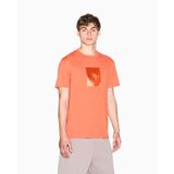 Erkek Bisiklet Yaka Logo Baskılı Pamuklu Kısa Kollu Turuncu T-Shirt XM002213 AF10356-U3040