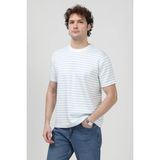 Erkek Bisiklet Yaka Modal Kumaş Çizgili T-Shirt Mavi - 26Y 1005