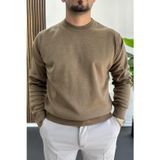 Erkek Bisiklet Yaka Normal Kalıp Kazak Kahverengi EDW410