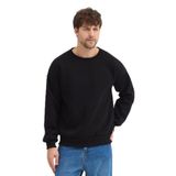 Erkek Bisiklet Yaka Oversize Sweatshirt Pamuklu Basic 3 İplik Şardonlu (Siyah, XL)