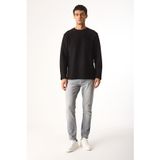 Erkek Bisiklet Yaka Oversize Sweatshirt%100 Pamuk - Siyah SİYAH