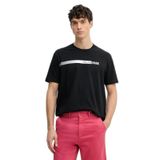 Erkek Bisiklet Yaka Paul Shark Gölgeli Yazı Desenli Kısa Kollu Siyah T-Shirt 25411039-011