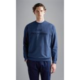 Erkek Bisiklet Yaka Regular Fit Baskılı Pamuklu Uzun Kollu Mavi Sweatshirt 14311858-050
