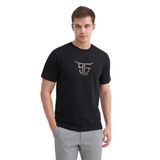 Erkek Bisiklet Yaka Regular Fit Pamuklu Baskılı Tişört 4160 SİYAH XXL TABA