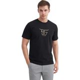 Erkek Bisiklet Yaka Regular Fit Pamuklu Baskılı Tişört 4160 - Taba - 2XL