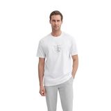 Erkek Bisiklet Yaka Regular Fit Pamuklu Baskılı Tişört 4160 XL BEYAZ