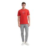 Erkek Bisiklet Yaka Regular Fit Pamuklu Desenli Tişört 4188 (KİRMİZİ, L)