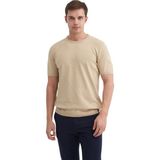 Erkek Bisiklet Yaka Regular Fit Triko Tişört - Bej - M