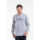 Erkek Bisiklet Yaka Regular Kalıp Ince Californıa Baskılı Sweatshırt SPR24SW125 - Gri Melanj