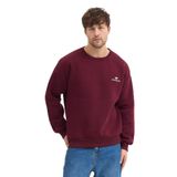 Erkek Bisiklet Yaka Şardonlu Sweatshirt Oversize 3 İplik Pamuklu Nakışlı (Bordo, 2XL)