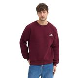Erkek Bisiklet Yaka Şardonlu Sweatshirt Oversize 3 İplik Pamuklu Nakışlı (Bordo, XL)