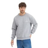 Erkek Bisiklet Yaka Şardonlu Sweatshirt Oversize 3 İplik Pamuklu Nakışlı (Gri, 2XL)