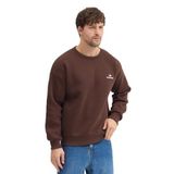 Erkek Bisiklet Yaka Şardonlu Sweatshirt Oversize 3 İplik Pamuklu Nakışlı (Kahverengi, 2XL)
