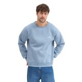 Erkek Bisiklet Yaka Şardonlu Sweatshirt Oversize 3 İplik Pamuklu Nakışlı (Mavi, 2XL)