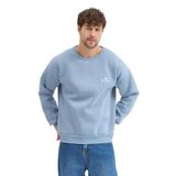 Erkek Bisiklet Yaka Şardonlu Sweatshirt Oversize 3 İplik Pamuklu Nakışlı (Mavi, M)