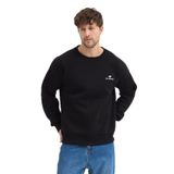 Erkek Bisiklet Yaka Şardonlu Sweatshirt Oversize 3 İplik Pamuklu Nakışlı (Siyah, L)