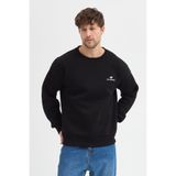 Erkek Bisiklet Yaka Şardonlu Sweatshirt Oversize 3 İplik Pamuklu Nakışlı (Siyah, M)
