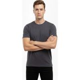 Erkek Bisiklet Yaka Slim Fit Dar Kesim Likralı Tişört - Füme - 2XL