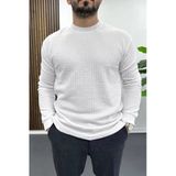 Erkek Bisiklet Yaka Sweatshirt Beyaz Edw436
