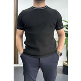 Erkek Bisiklet Yaka Triko Tişört Siyah Edw233