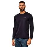 Erkek Bisiklet Yaka Uzun Kol Pamuklu Slim Fit Lacivert-Gümüş T-Shirt 15311611-50F