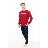 Erkek Bisiklet Yaka Uzun Kollu Pijama Takımı S26928 BANTLI PAÇA RAHAT KUMAŞ CEPLİ
