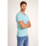 Erkek Body T-shirt V Yaka Slim Fit Likralı Kısa kol Tişört - Turkuvaz