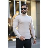 Erkek Boğazlı Slim Fit Kazak (Bej)