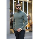 Erkek Boğazlı Slim Fit Kazak (Haki)
