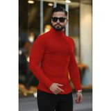 Erkek Boğazlı Slim Fit Kazak (Kırmızı)