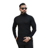 Erkek Boğazlı Slim Fit Kazak (Siyah)